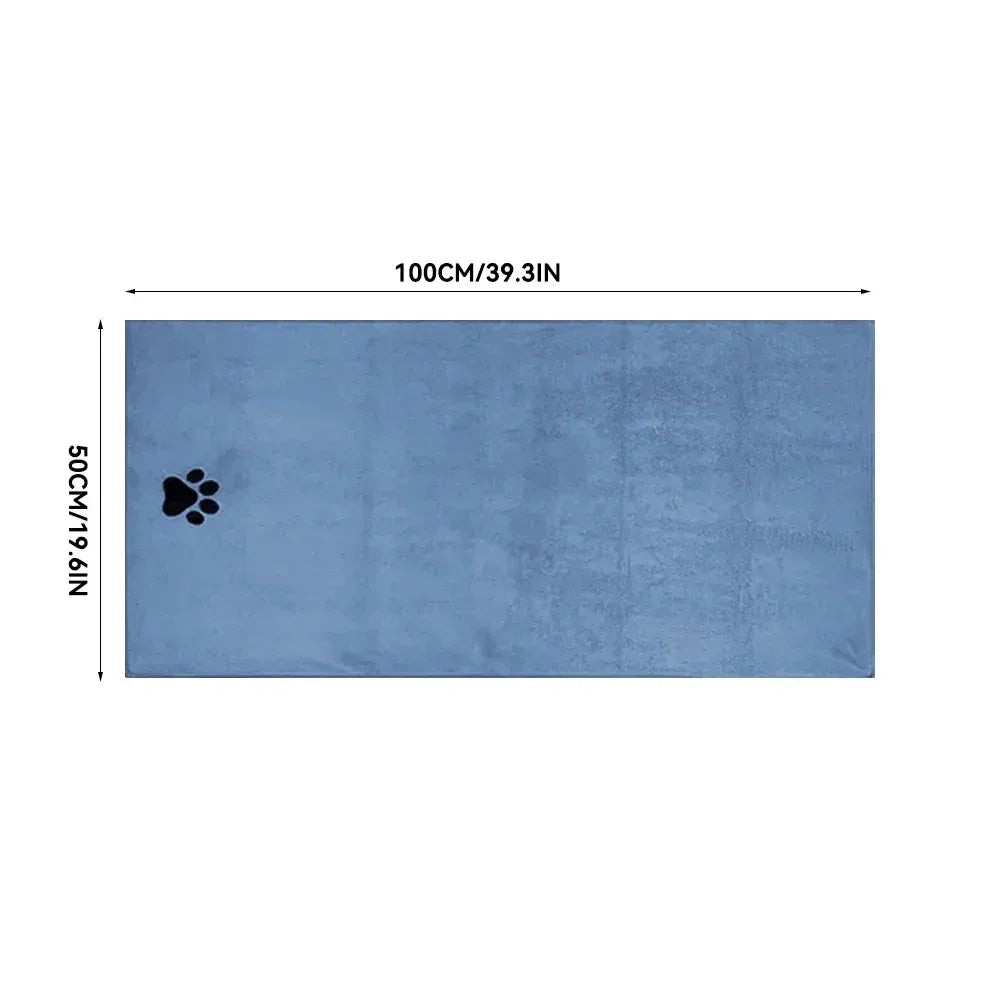 Embroidered Microfiber Pet Bath Towel — Super Soft & Absorbent