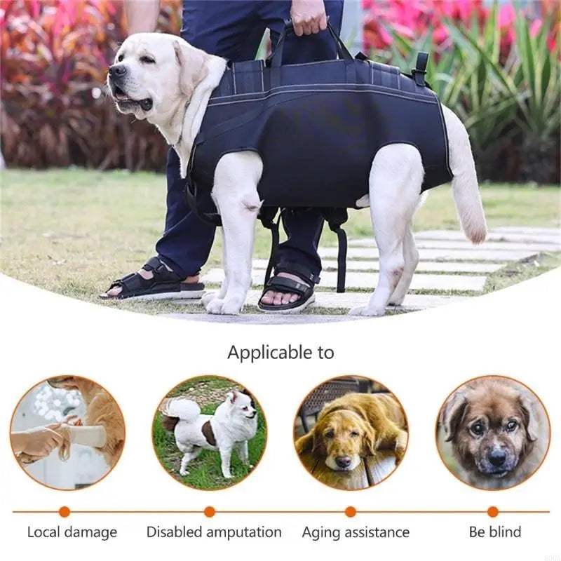 Senior Dog Lift Sling Harness (Leg Support, Adjustable, Long Trips)