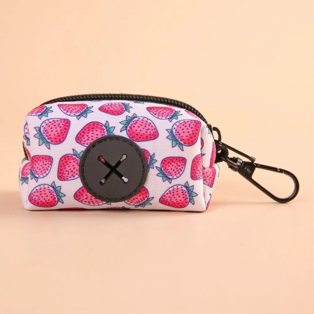 Fruit Pattern Poop Bag Holder (Waterproof, Buckle, Zipper Closure)