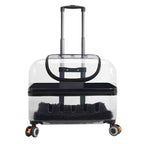Transparent Plastic Pet Trolley Backpack with Universal Wheels & Zipper