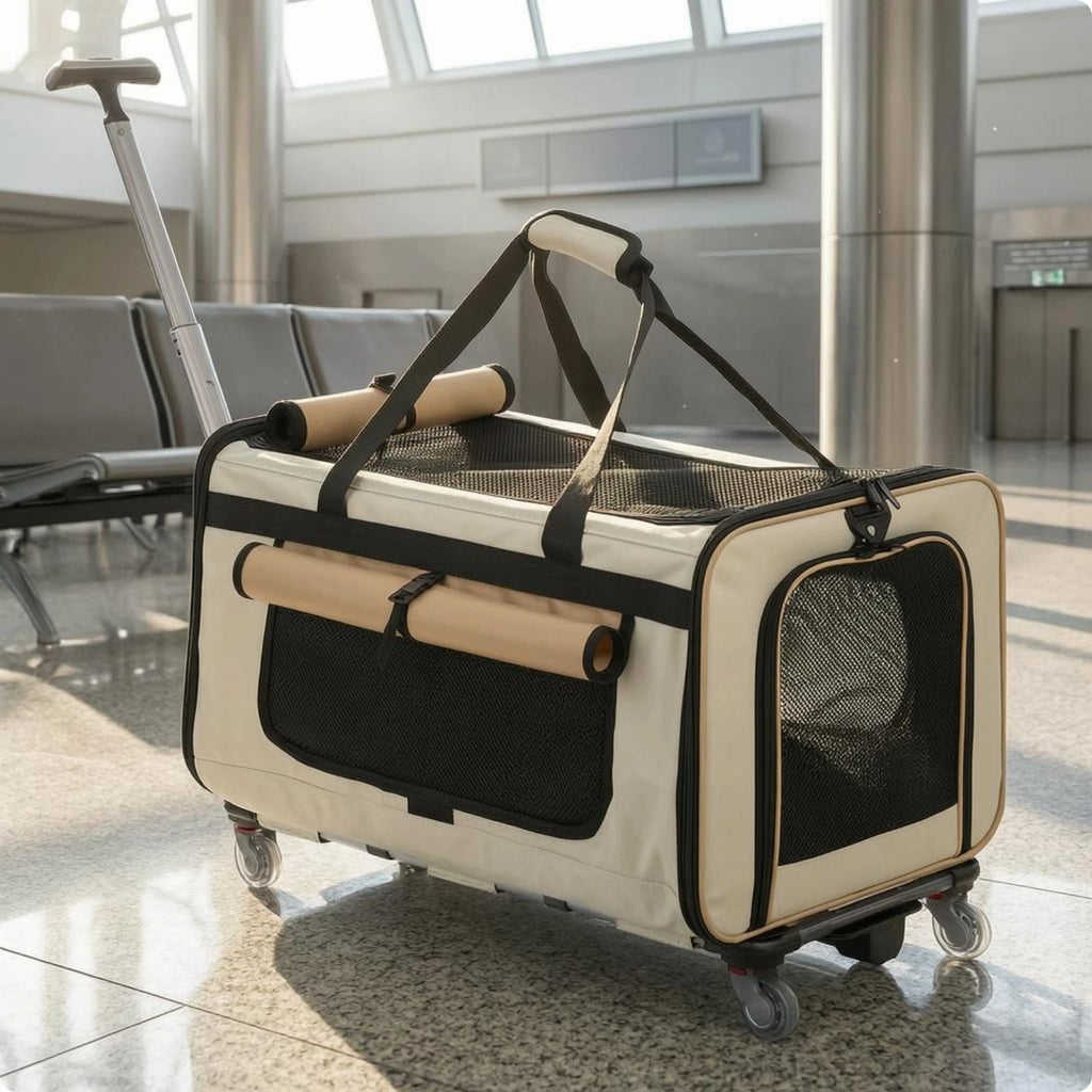 Collapsible Soft-Sided Rolling Pet Trolley Carrier