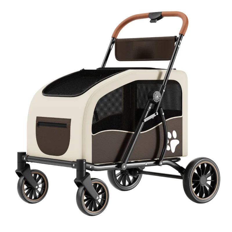 Multi-Function Foldable Pet Stroller for Senior, Medium & Large Dogs — Portable Outdoor Travel Trolley