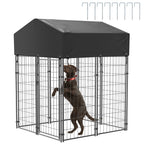 Outdoor Dog Kennel Run with Canopy Cover & Ground Stakes