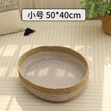 Portable Rattan & Seagrass Cat Bed Nest, All-Season