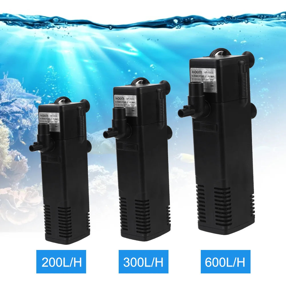 Low Water Level Turtle Tank Filter with Oxygen Pump 8W
