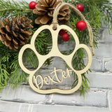 Personalized Laser-Engraved Pet Paw Christmas Bauble