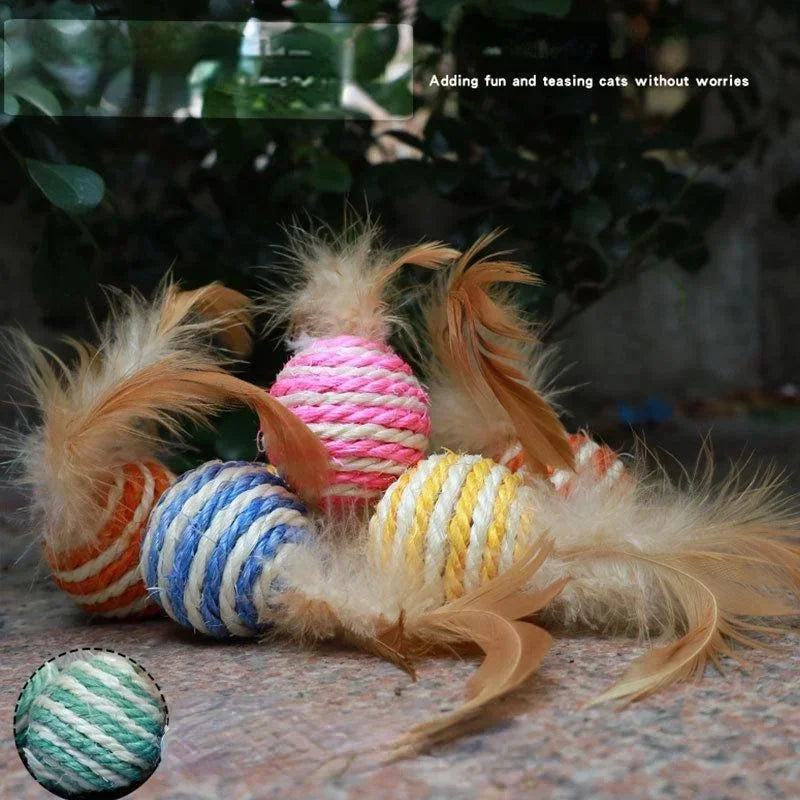 Sisal Feather Cat Ball Toys (Assorted)