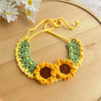 Hand-Knitted Bow Tie Collar Scarf — Adjustable Plant-Theme Pet Accessory
