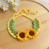 Hand-Knitted Bow Tie Collar Scarf — Adjustable Plant-Theme Pet Accessory