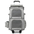 Double-Layer Large-Capacity Breathable Pet Trolley Case for 2 Dogs & Cats — Portable Outdoor Travel Carrier