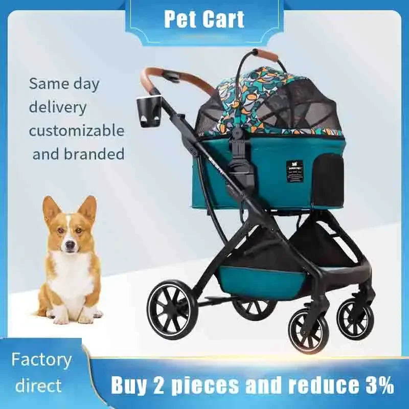 2-in-1 Foldable Pet Stroller & Carrier Travel System
