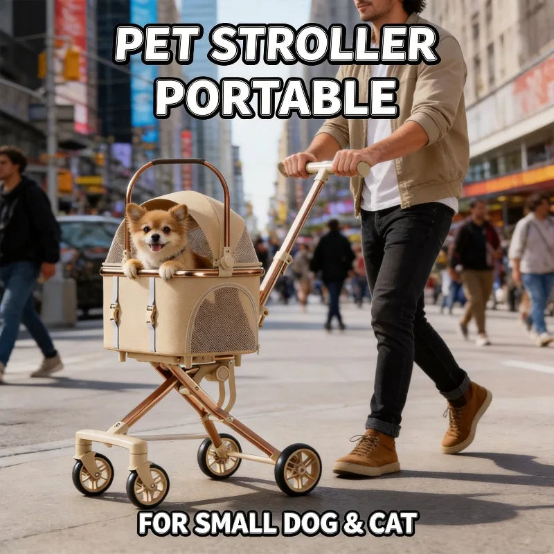One-Click Foldable Separable Universal Pet Stroller for Dogs & Cats — Lightweight Portable Outdoor Travel