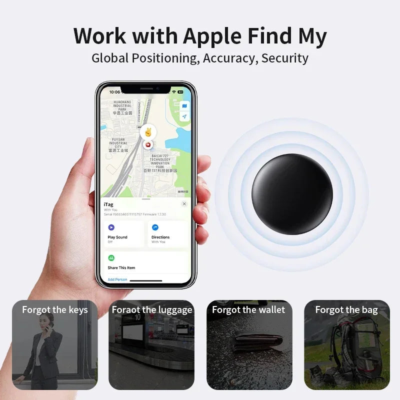 MFi Certified Apple Find My Pet Tracker - Bluetooth & GPS, iOS