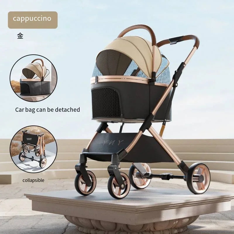 Separable Pet Stroller with Detachable Multifunctional Bag — One-Click Fold Cat & Dog Travel Cart