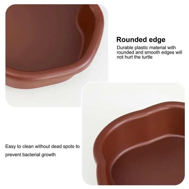 Turtle Basking Ramp & Water Dish — River-Style Bathing Pool with Ladder