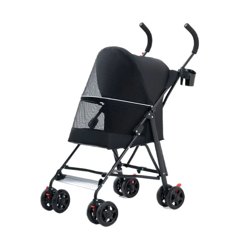 Lightweight Foldable Teddy-Bear Style Baby Pet Stroller for Small Dogs & Cats