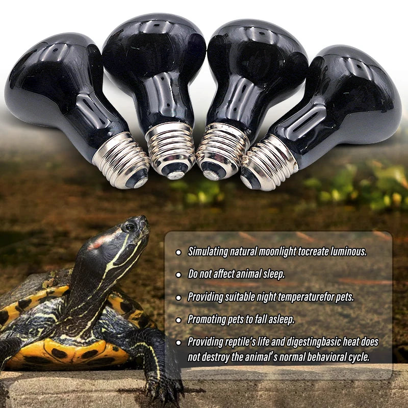 E27 Night Heat Lamp — UV Reptile Bulb for Amphibians & Snakes, 25W-100W