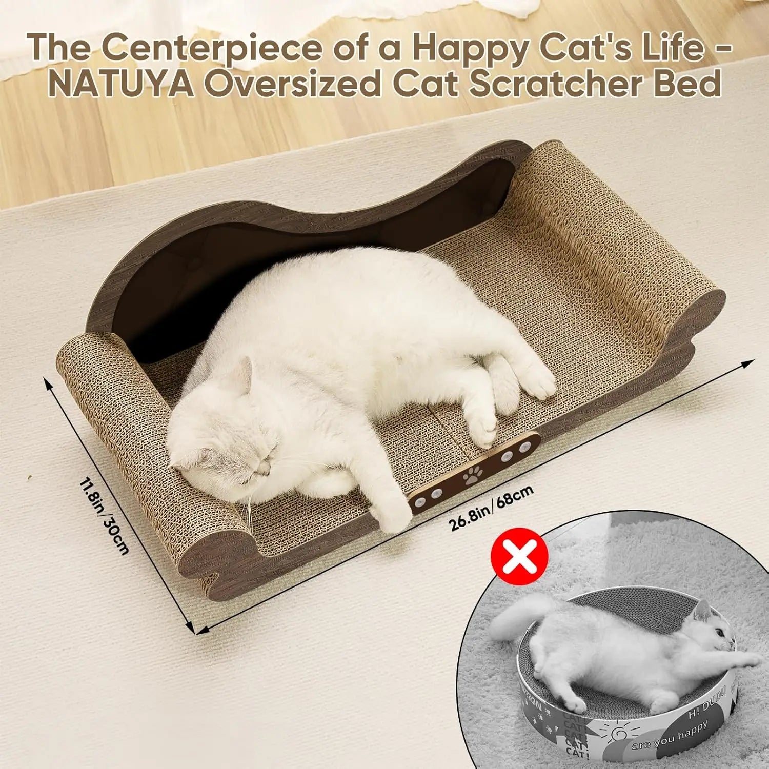 26-Inch Extra-Large Cardboard Cat Scratcher Lounge