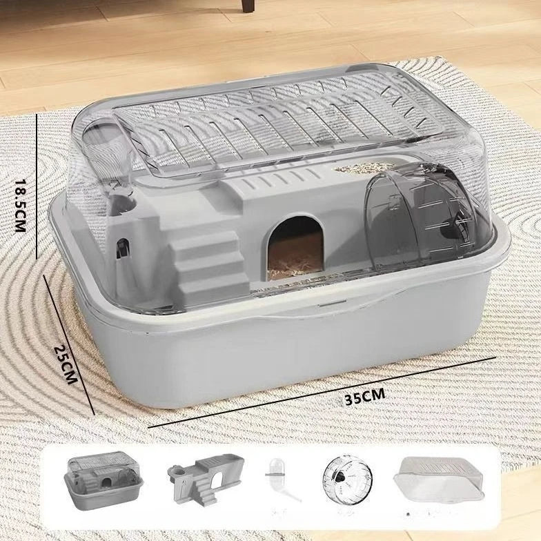 Chew-Proof Hamster Cage — Large Acrylic Habitat with Openable Top