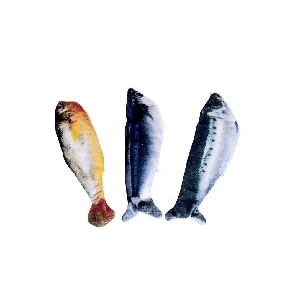 Electric Plush Wagging Fish Cat Toy — 3 Flapping Modes Tap-Activated Motion Sensor (1–3 Pack)