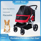 Large Luxury Foldable Pet Stroller Cart for Big Dogs & Multiple Cats — Portable Outdoor Walking Cart