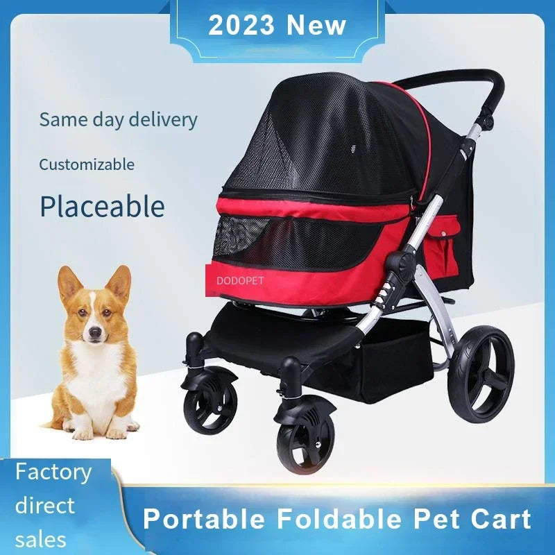 Large Luxury Foldable Pet Stroller Cart for Big Dogs & Multiple Cats — Portable Outdoor Walking Cart
