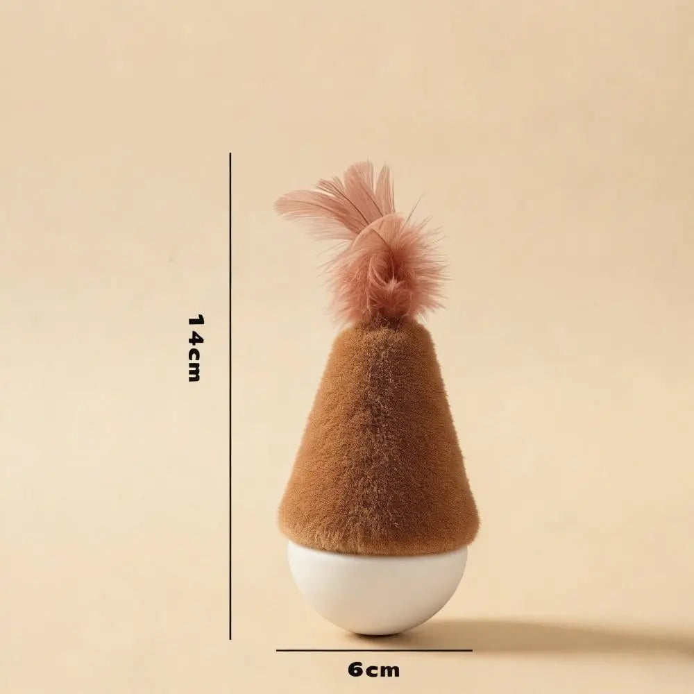 Feather Tumbler Wobbler Cat Toy — Bite-Resistant Self-Righting Solo Play Teaser