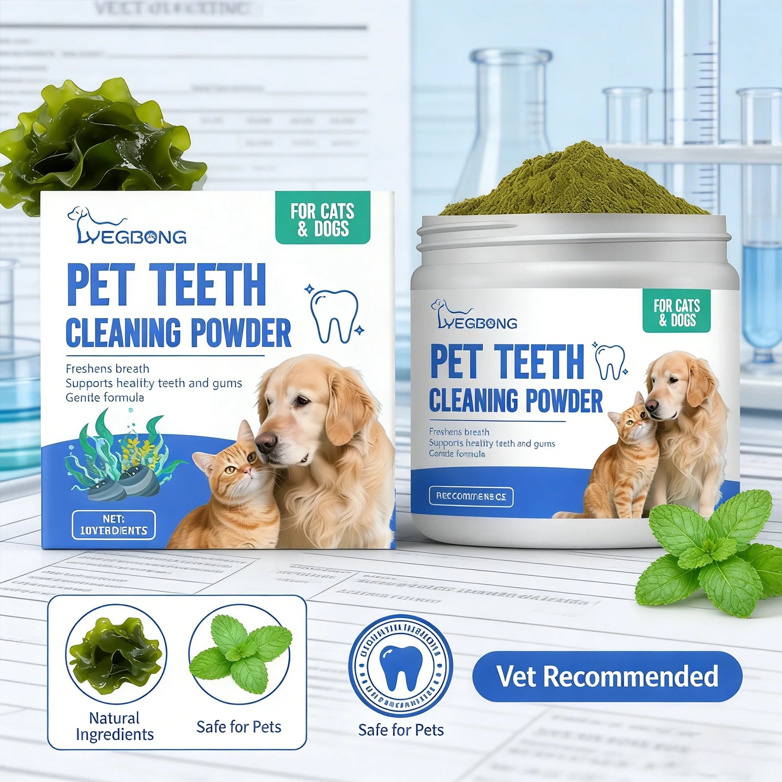 Deep-Clean Pet Teeth Powder — Dissolves Plaque & Eliminates Odor, 100g