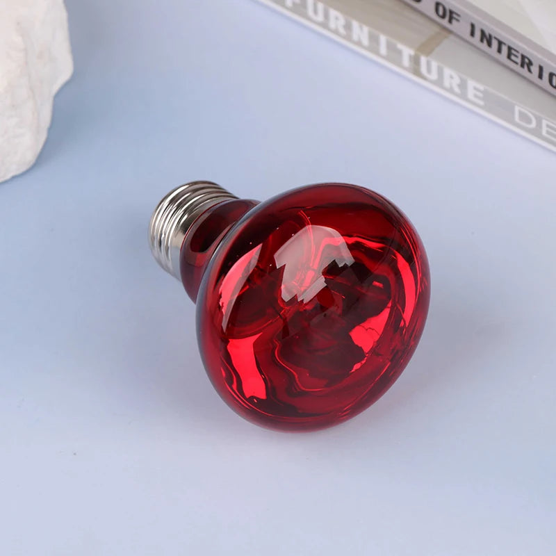 UVA Red Glow Reptile Heat Bulb — Day & Night E27 Basking Lamp, 25W–100W