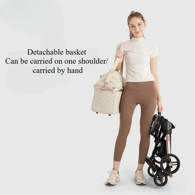Luxury 4-Wheel Dual Cat Stroller for 2 Cats with Detachable Carrier Bag