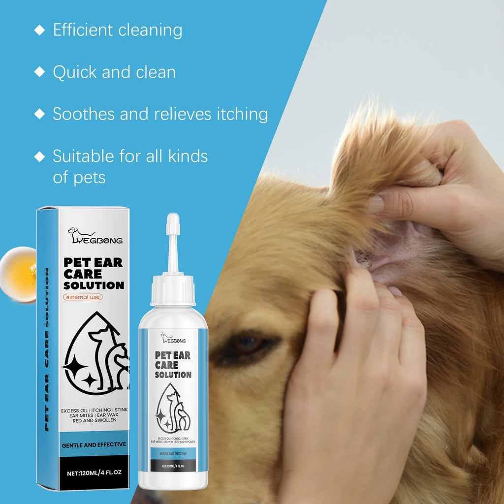 Pet Ear Cleaner Drops — Mite & Infection Care for Dogs & Cats, 120ml