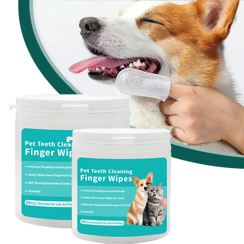 50-Count Pet Finger & Beauty Wipes — Teeth, Ear & Eye Cleaning for Dogs & Cats