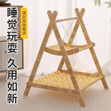 Solid Wood Double-Layer Cat Hammock Swing