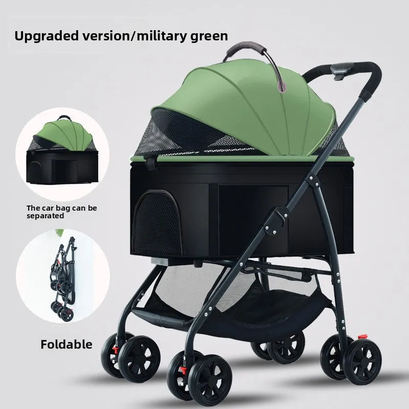 3-in-1 Pet Stroller & Wagon with Removable Carrier for Medium Dogs Up to 55 lbs — Foldable Travel System