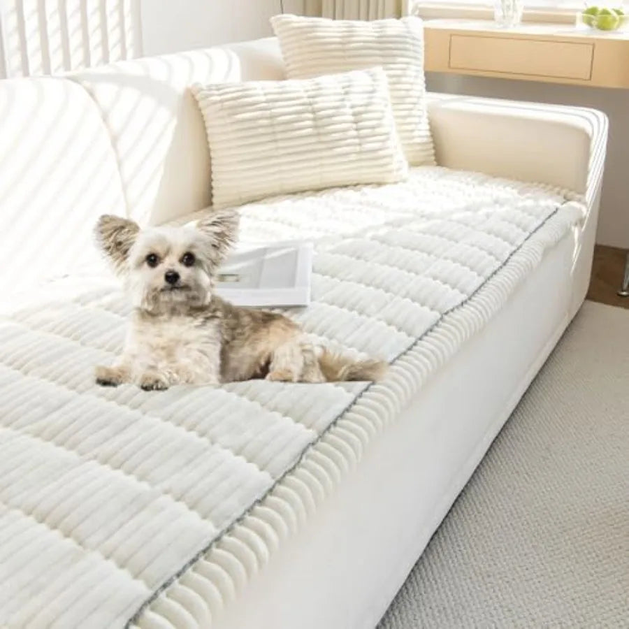Faux Fur Dog Couch Cover with Non-Slip Backing