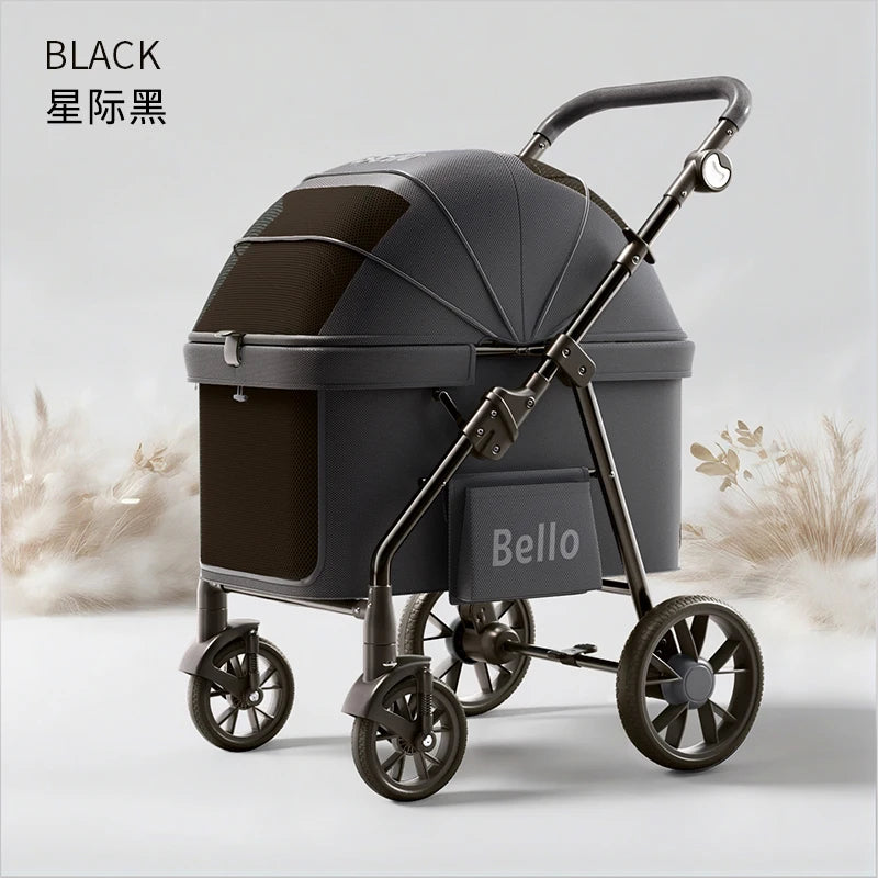 Bello Premium Foldable 4-Wheel Pet Stroller for Large Dogs — New Design Travel Carrier