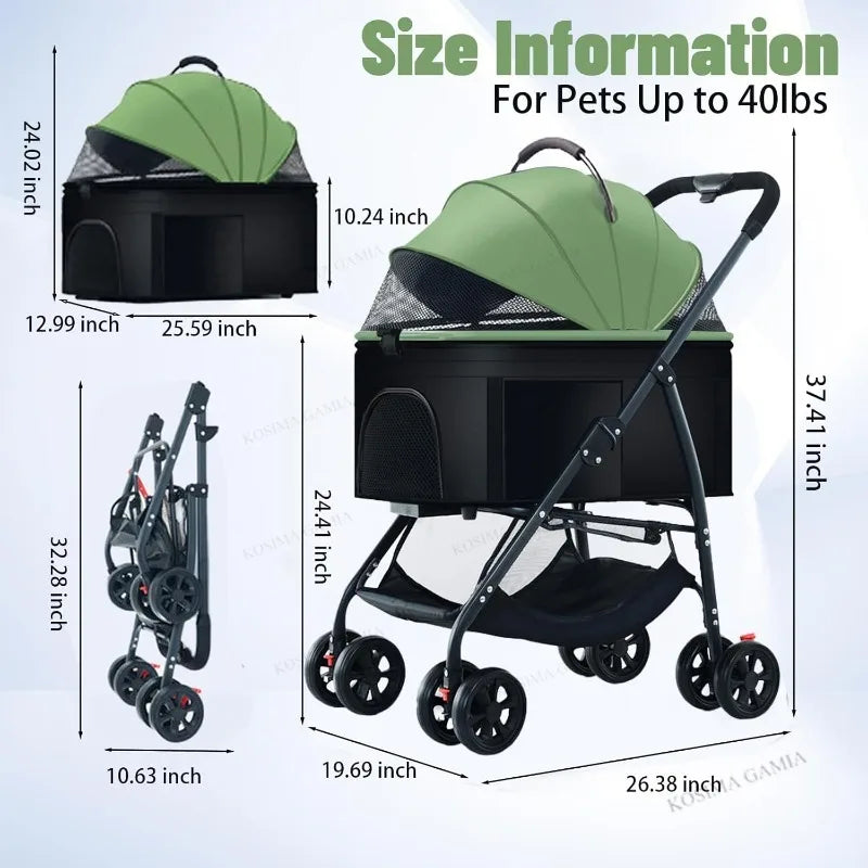 3-in-1 Dog Wagon Stroller with Removable Carrier for Medium Dogs up to 55 lbs