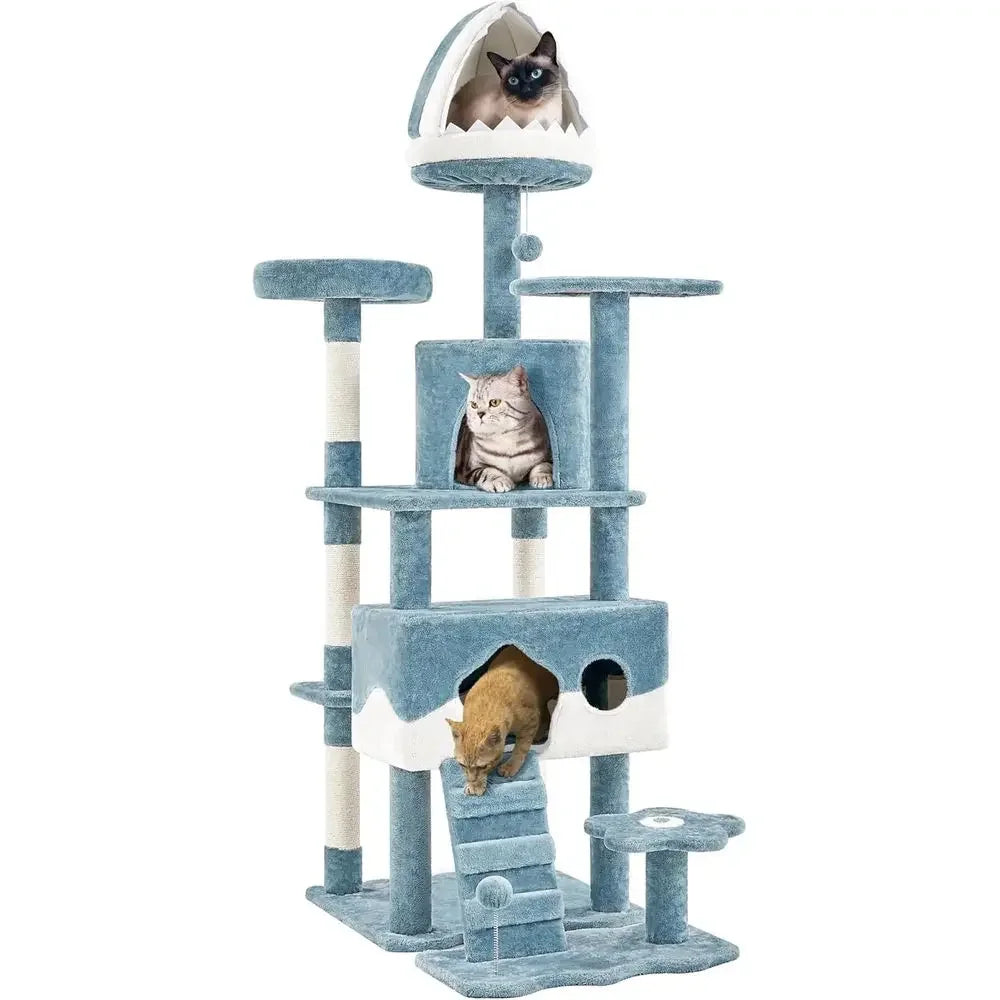 Ocean-Themed Multi-Level Cat Tower for Large Cats