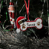 Custom Name Dog Paw Ornament (Personalized Bone Xmas Gift)