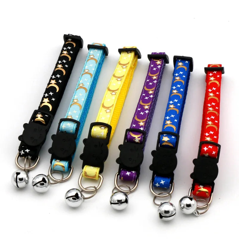 Star & Moon Charm Bell Collar for Cats