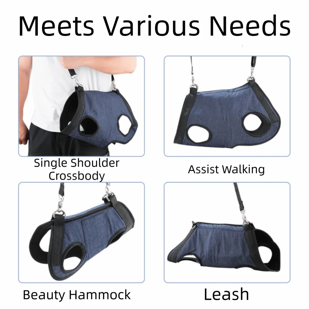 Dog Sling Carrier with Pockets (Breathable Mesh, Adjustable Strap)