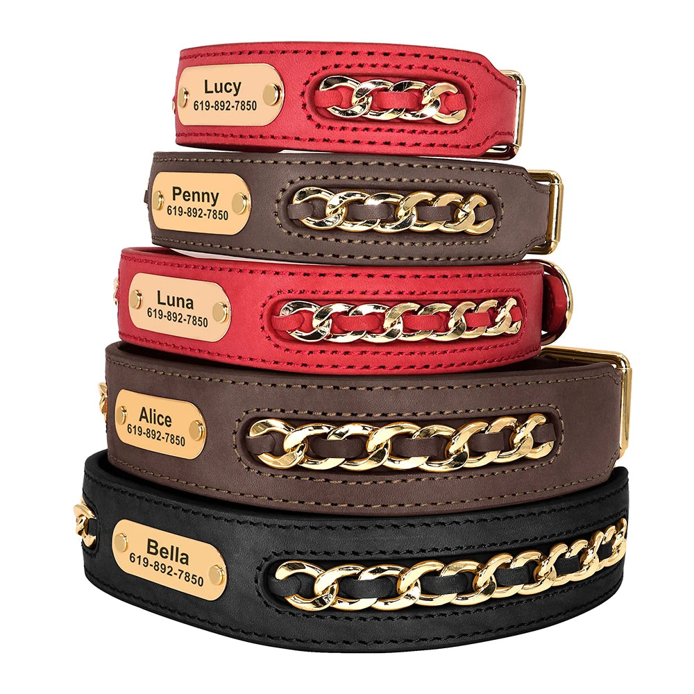 Custom Engraved Leather Dog Collar