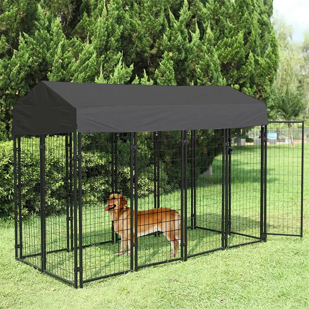 Heavy-Duty Outdoor Dog Kennel with Roof & Cover