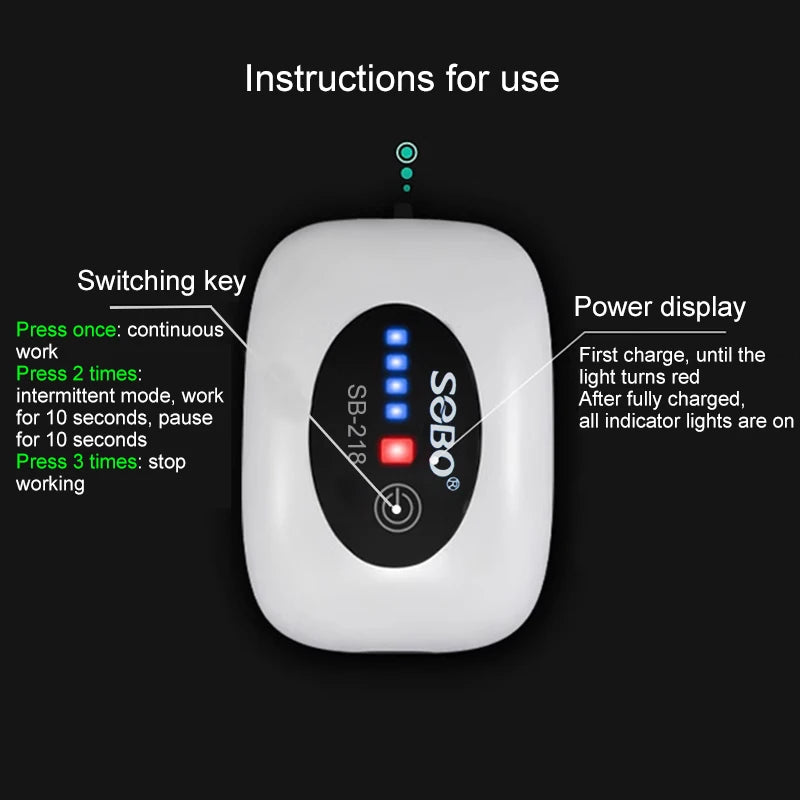SOBO Rechargeable Aquarium Air Pump 2600–4800mAh Portable