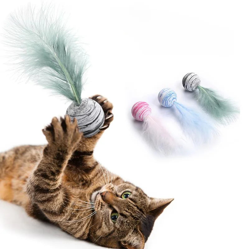 Star Ball & Feather Foam Cat Toy — Interactive Throwing & Teaser Toy for Cats