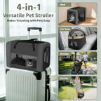 Double Pet Stroller with 2 Detachable Carriers, Safety Belts & 4 Lockable Wheels — Foldable Travel Carriage