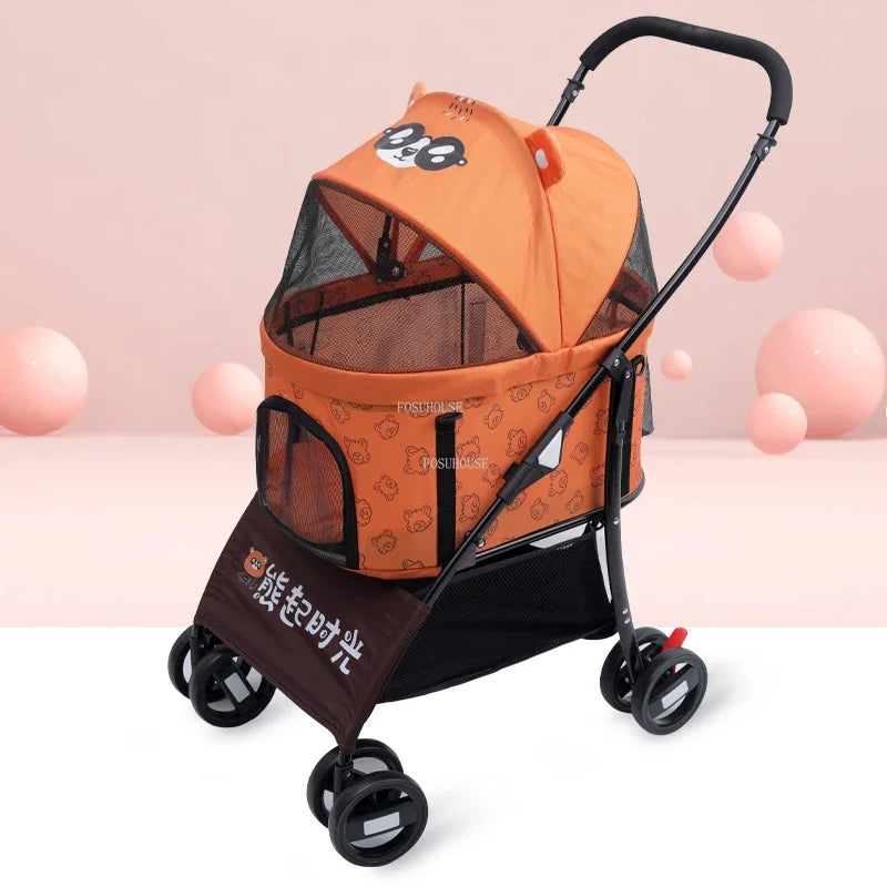 Separable Lightweight Foldable Pet Stroller Cart for Medium Dogs — Portable Outdoor Carrier