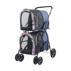 Luxury Double Pet Stroller for Large Dogs & Cats — 4-Wheel Travel Carriage for Two Pets