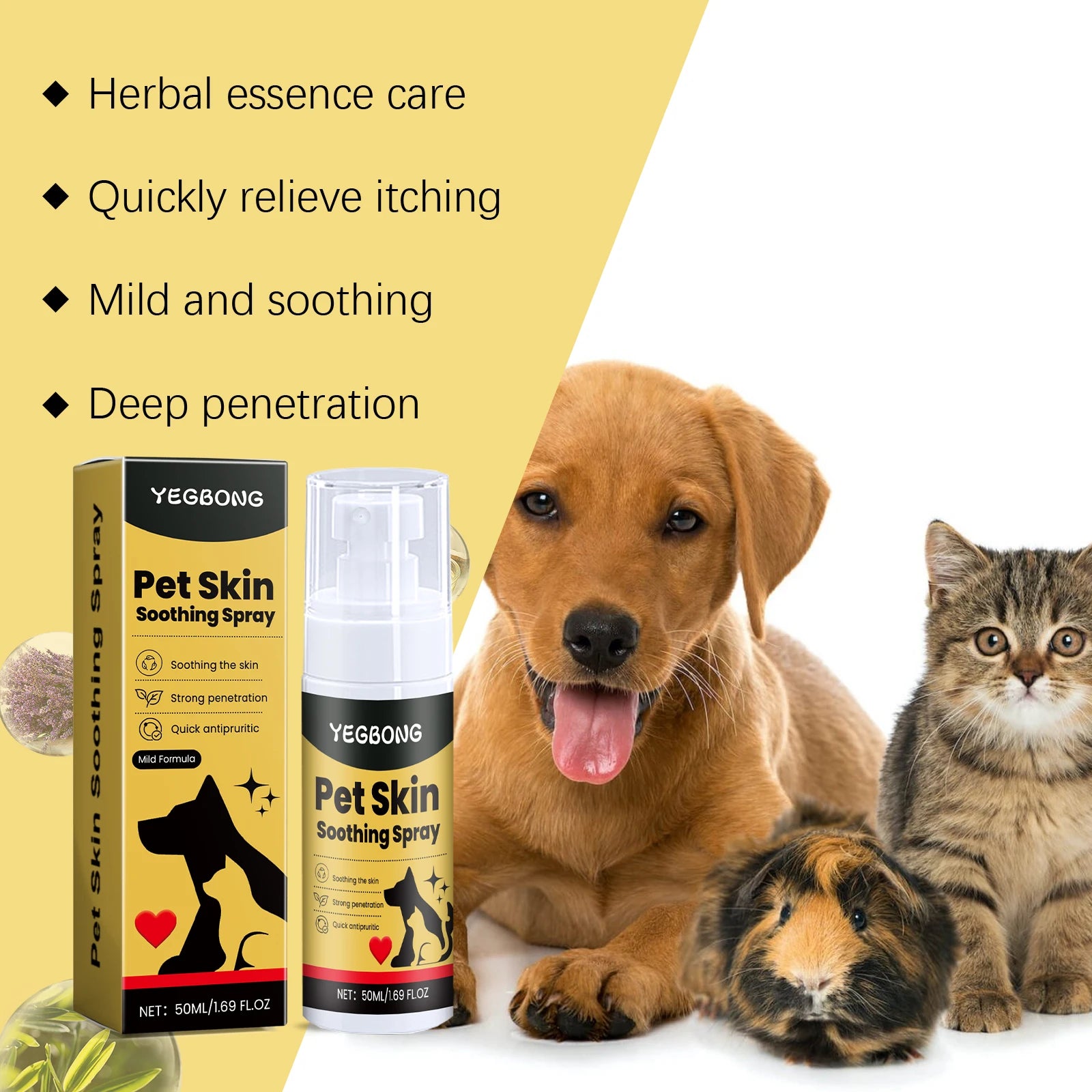 Herbal Pet Skin Soothing Spray — Anti-Itch & Skin Repair for Dogs & Cats