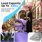 BestOffice 3-Wheel Foldable Pet Stroller with Cup Holder — Lightweight Travel Carrier for Small & Medium Dogs & Cats